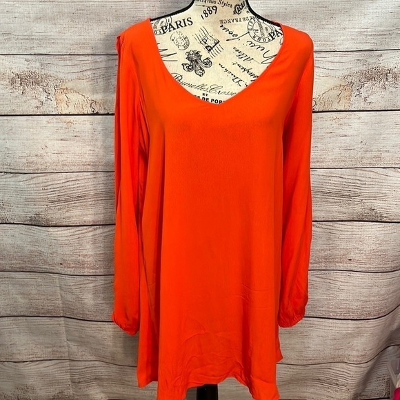 Lovers + Friends Gracie Mini Dress Split Sleeves V-neck in Coral Reef Size Small - Picture 3 of 12